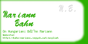 mariann bahn business card